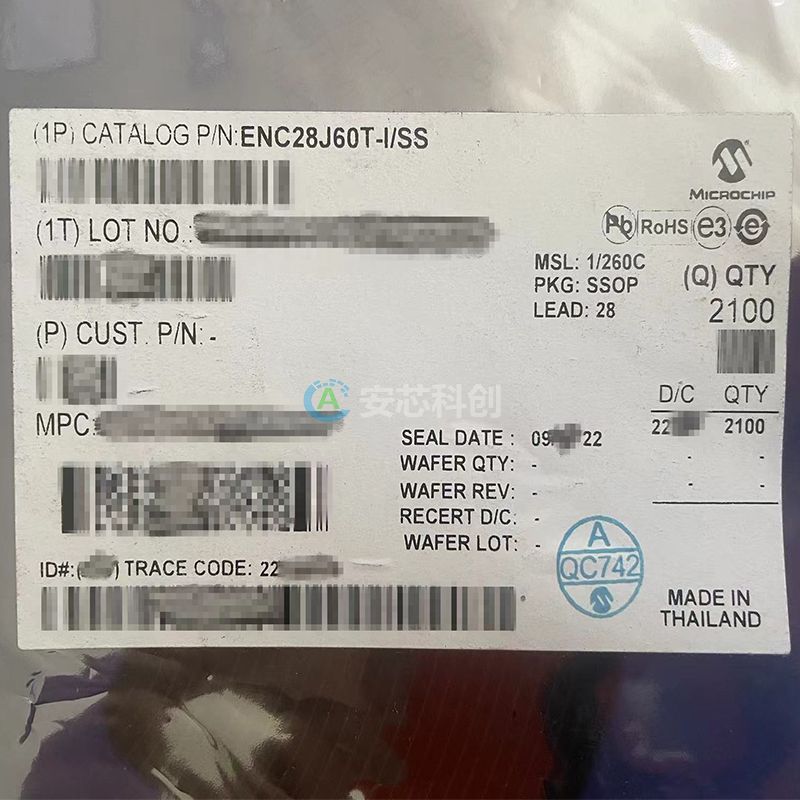 ENC28J60T-I/SS  /MICROCHIP/微芯/以太網IC